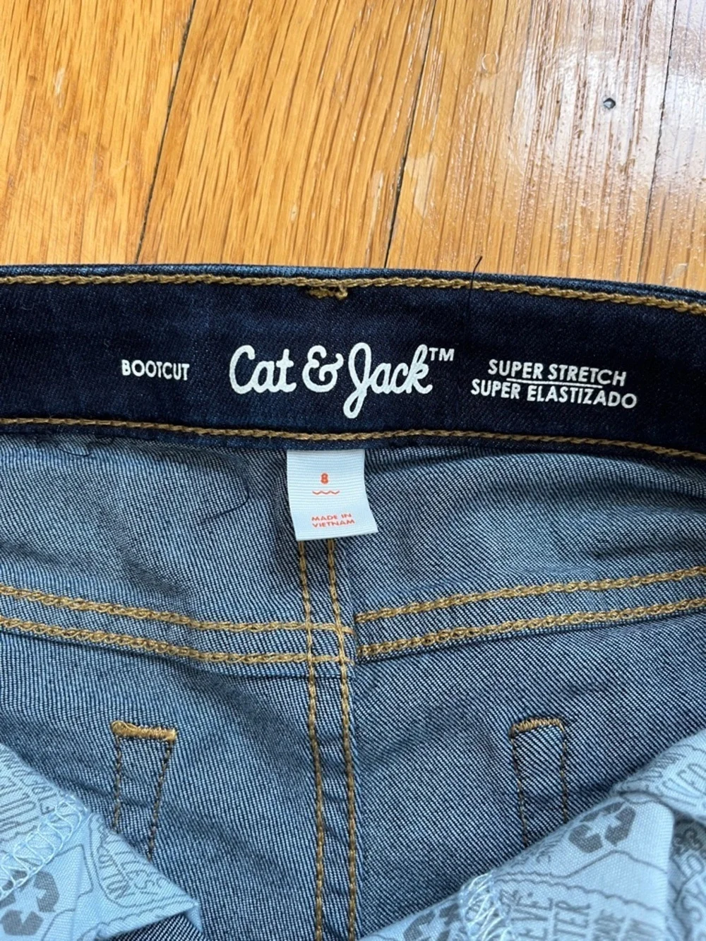 NWOT Girls Size 8 Dark Wash Super Stretch Bootcut Flare Denim Jeans Low Rise